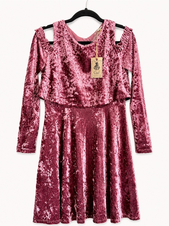 Easel Los Angeles Dresses & Skirts - Easel NWT Mauve Crushed Velvet Cold Shoulder Fit & Flare Dress S